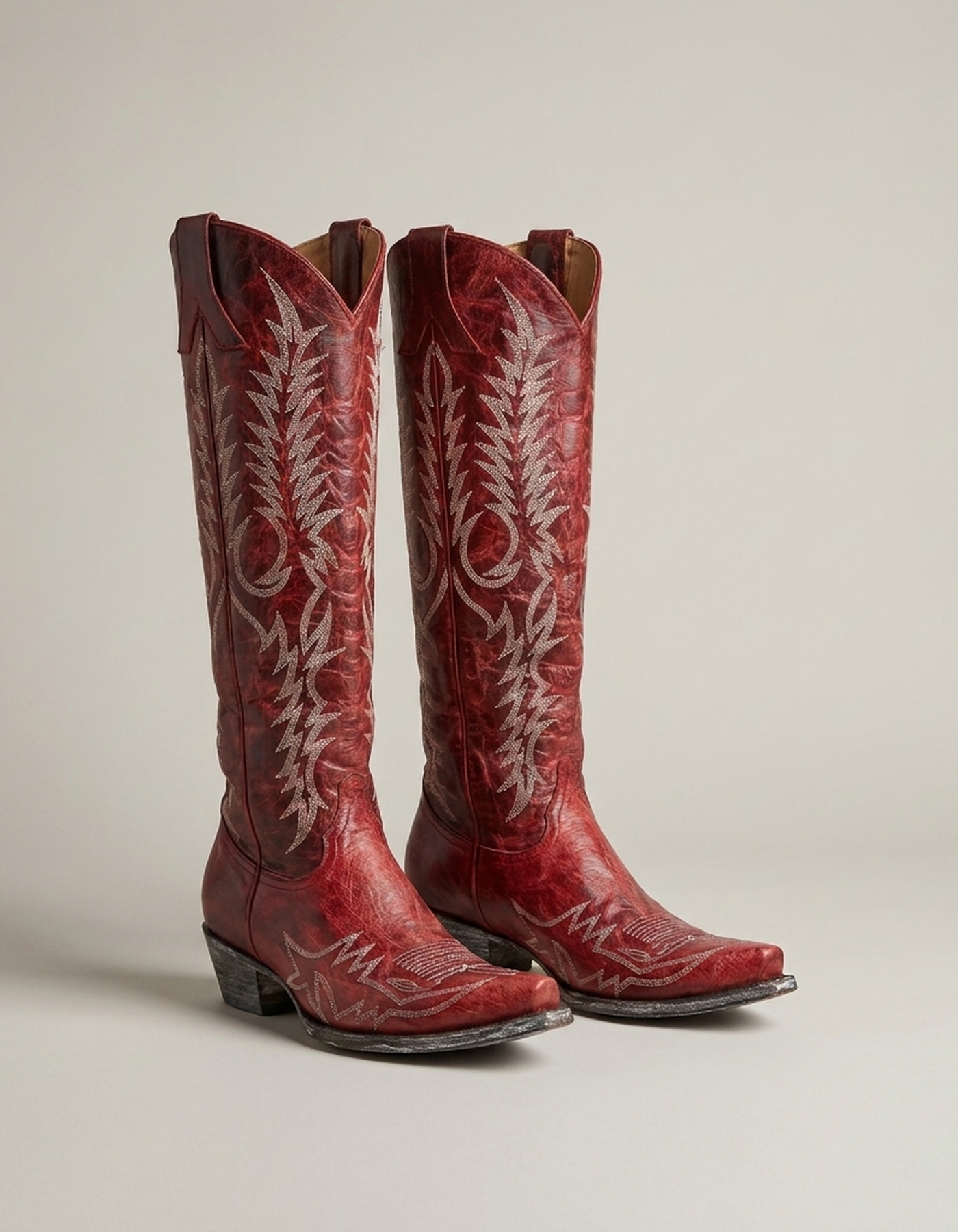 PLUXSTYLE::numise::embroidered-western-knee-high-boots::pack-red