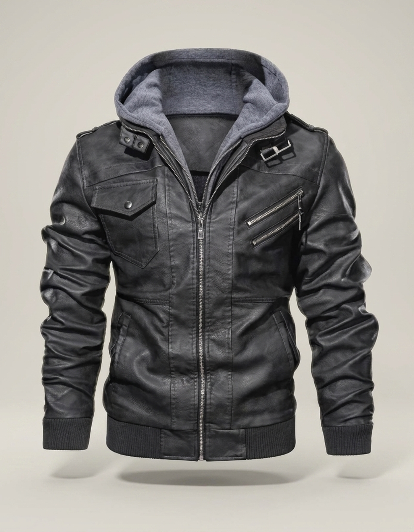PLUXSTYLE::numise::mens-detachable-hood-parka::pack-grey
