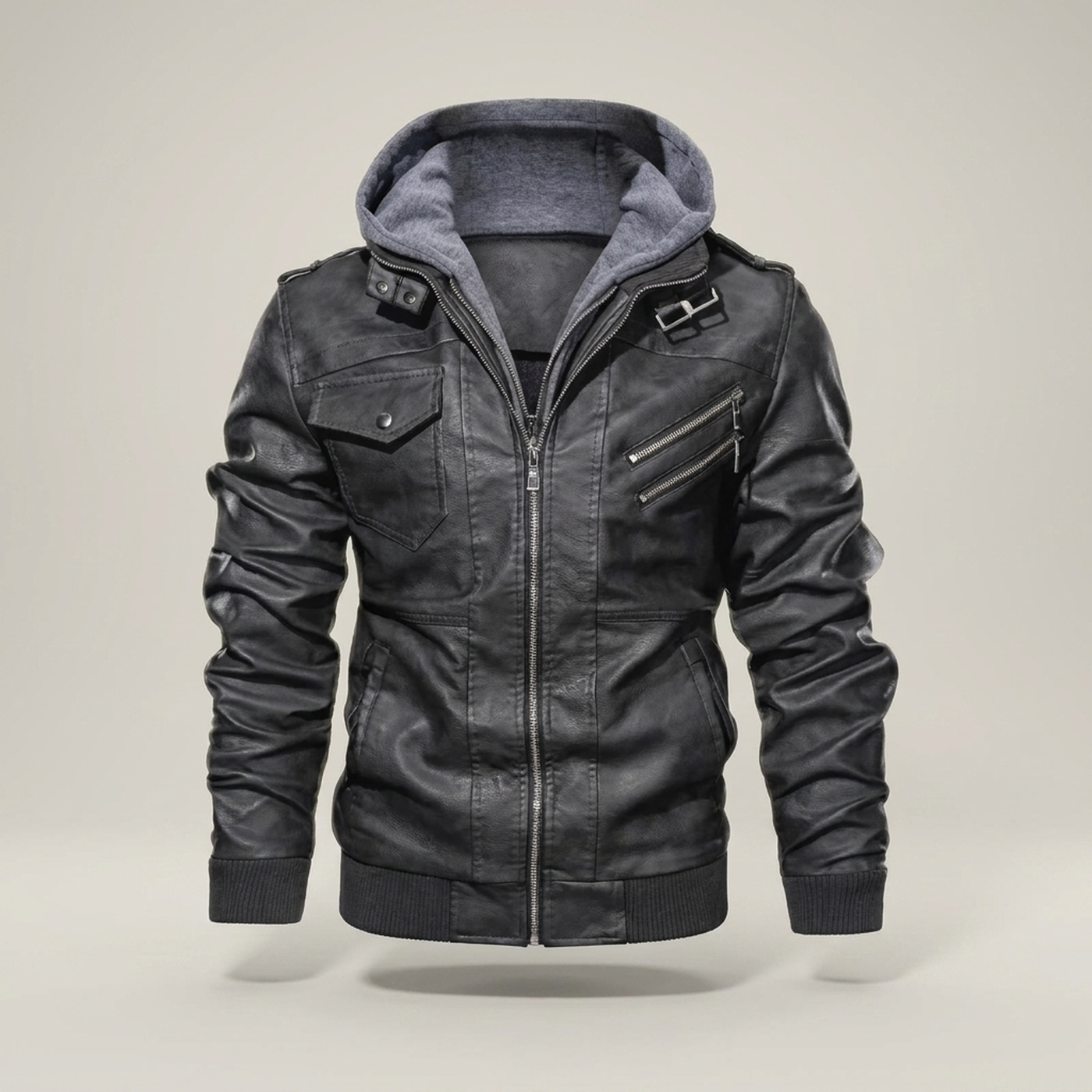 PLUXSTYLE::numise::mens-detachable-hood-parka::pack-grey