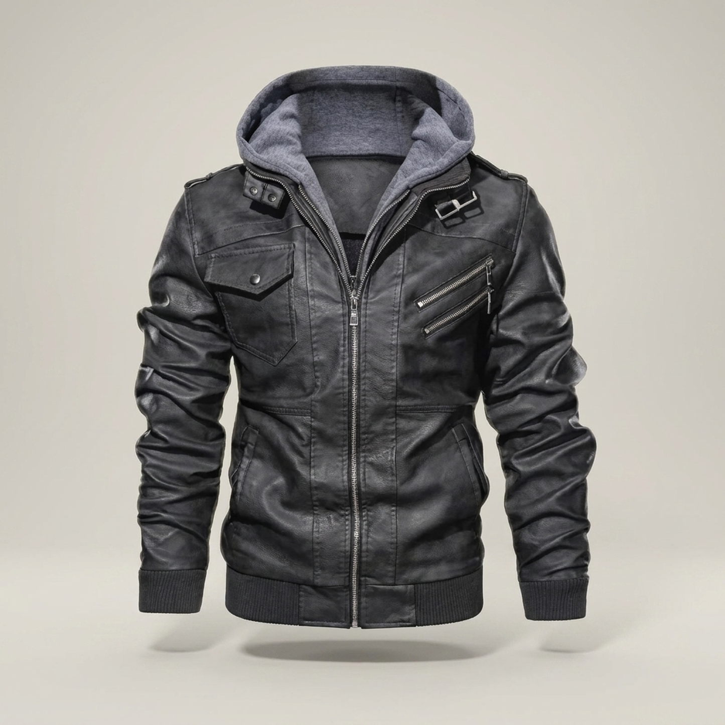 PLUXSTYLE::numise::mens-detachable-hood-parka::pack-grey