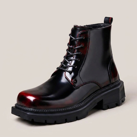 PLUXSTYLE::numise::adrian-polished-dress-boots::closeup-hero