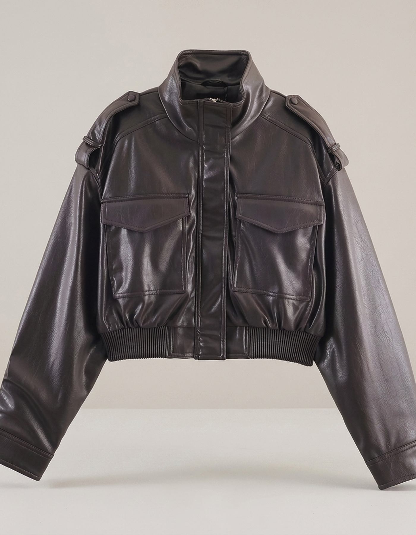 PLUXSTYLE::numise::womens-cropped-parka::pack-dark-brown