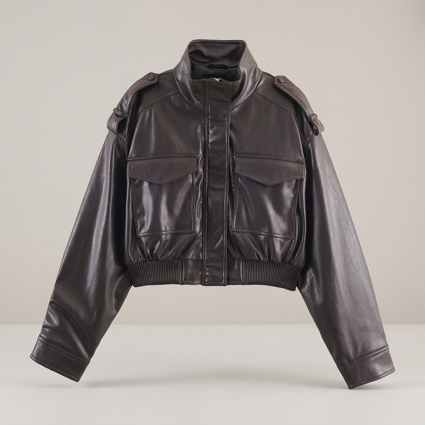 PLUXSTYLE::numise::womens-cropped-parka::pack-dark-brown