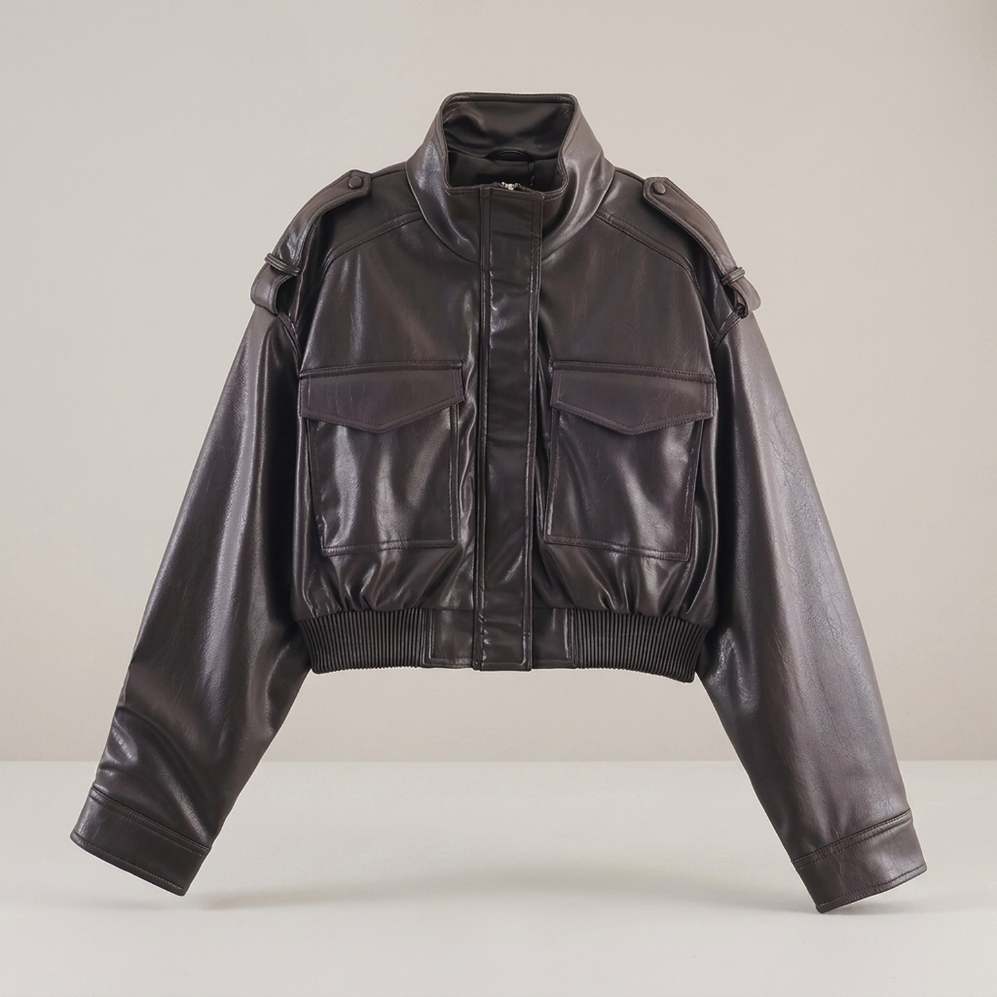 PLUXSTYLE::numise::womens-cropped-parka::pack-dark-brown