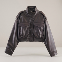 PLUXSTYLE::numise::womens-cropped-parka::pack-dark-brown