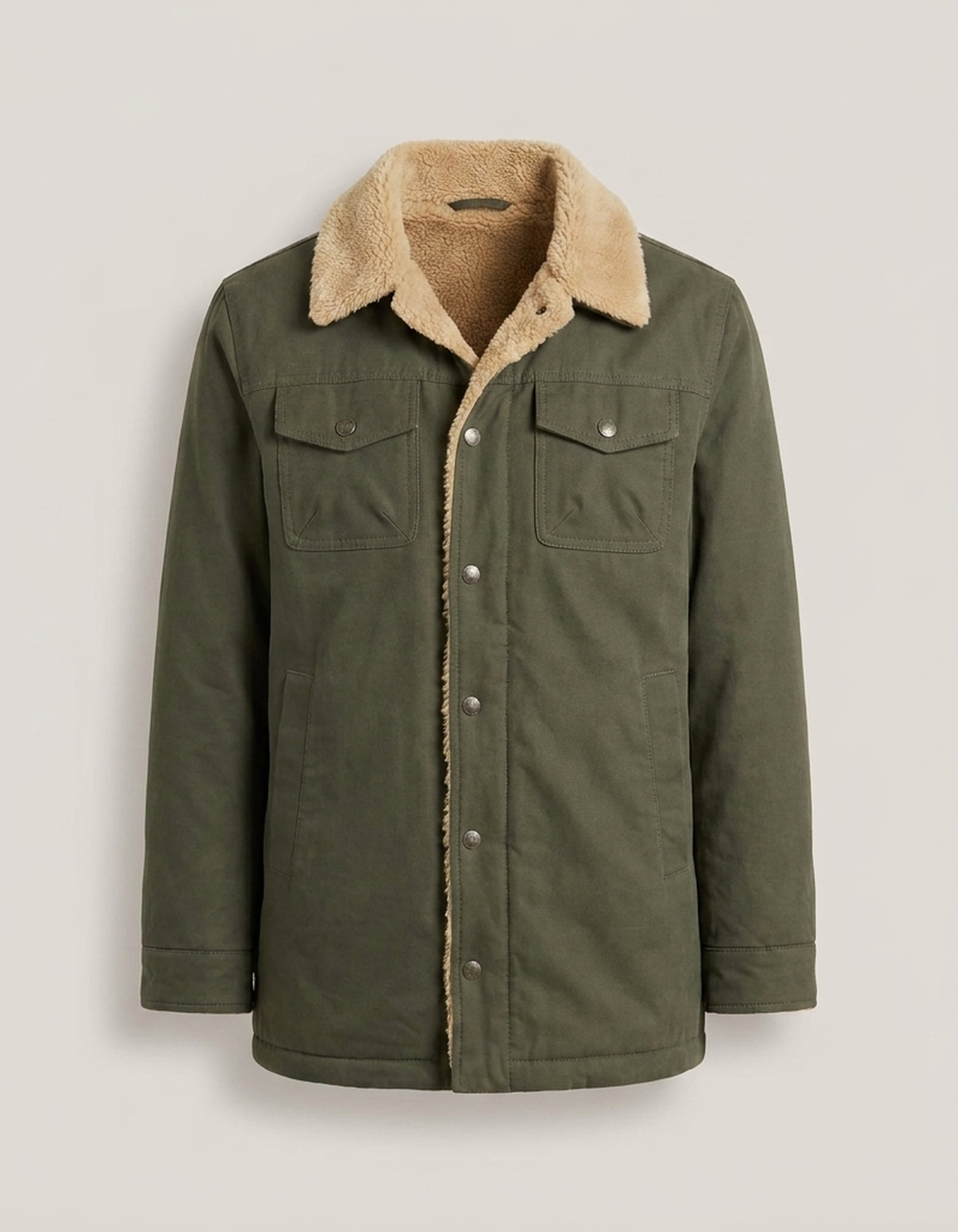 PLUXSTYLE::numise::mens-button-front-winter-parka::pack-army-green