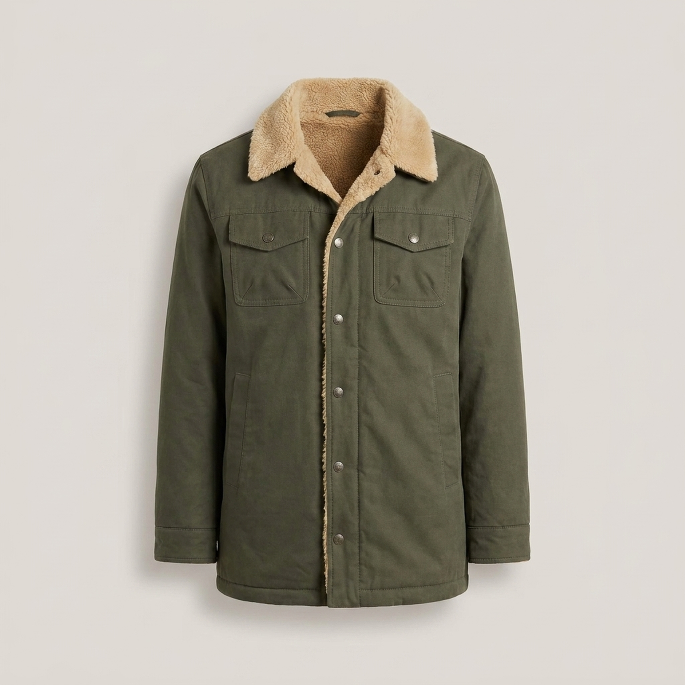 PLUXSTYLE::numise::mens-button-front-winter-parka::pack-army-green