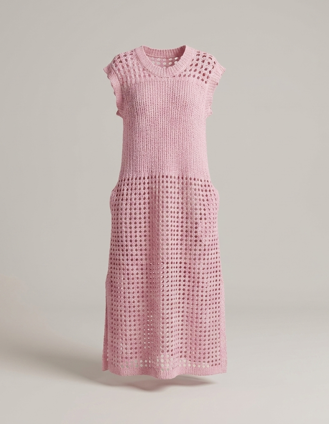 PLUXSTYLE::numise::eyelet-a-line-dress-with-ruffle-sleeves::pack-pink