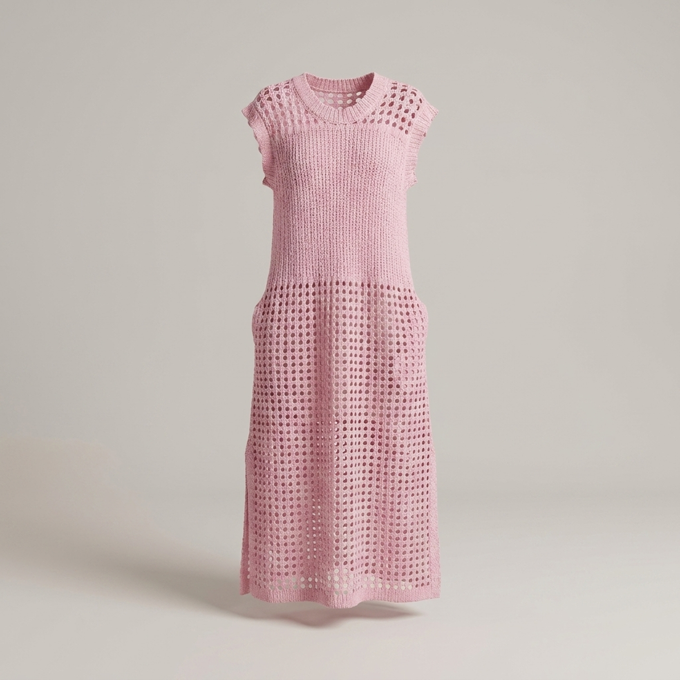 PLUXSTYLE::numise::eyelet-a-line-dress-with-ruffle-sleeves::pack-pink
