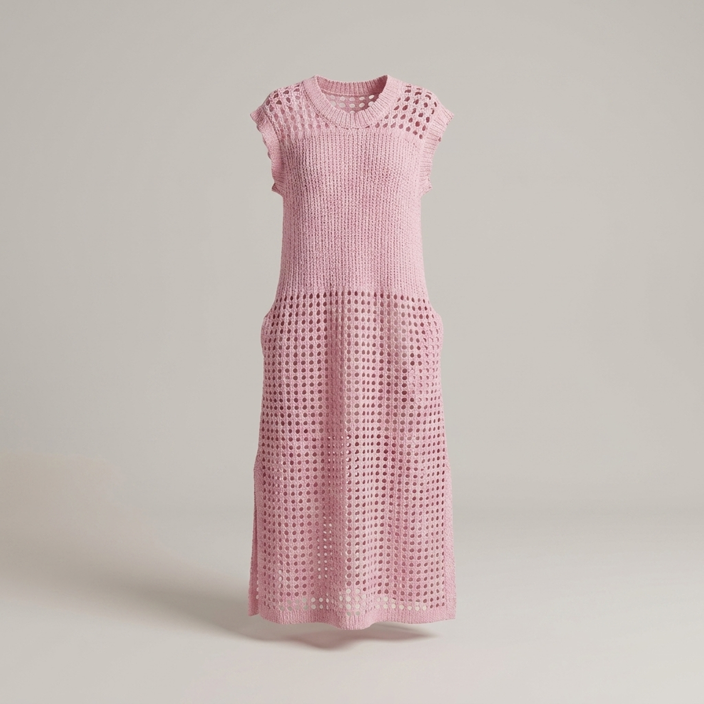PLUXSTYLE::numise::eyelet-a-line-dress-with-ruffle-sleeves::pack-pink