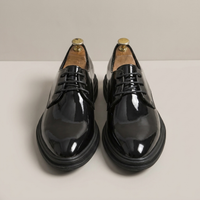 PLUXSTYLE::numise::mens-black-tie-derby-shoes::pack-patent-black
