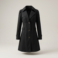 PLUXSTYLE::numise::womens-double-breasted-longline-parka::pack-black