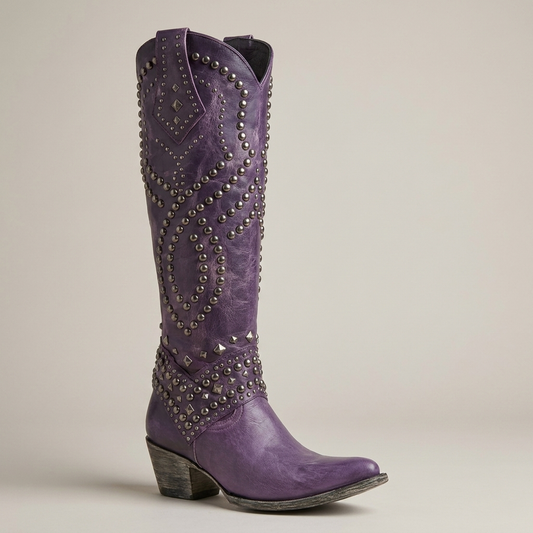PLUXSTYLE::numise::amelia-studded-western-boots::closeup-hero