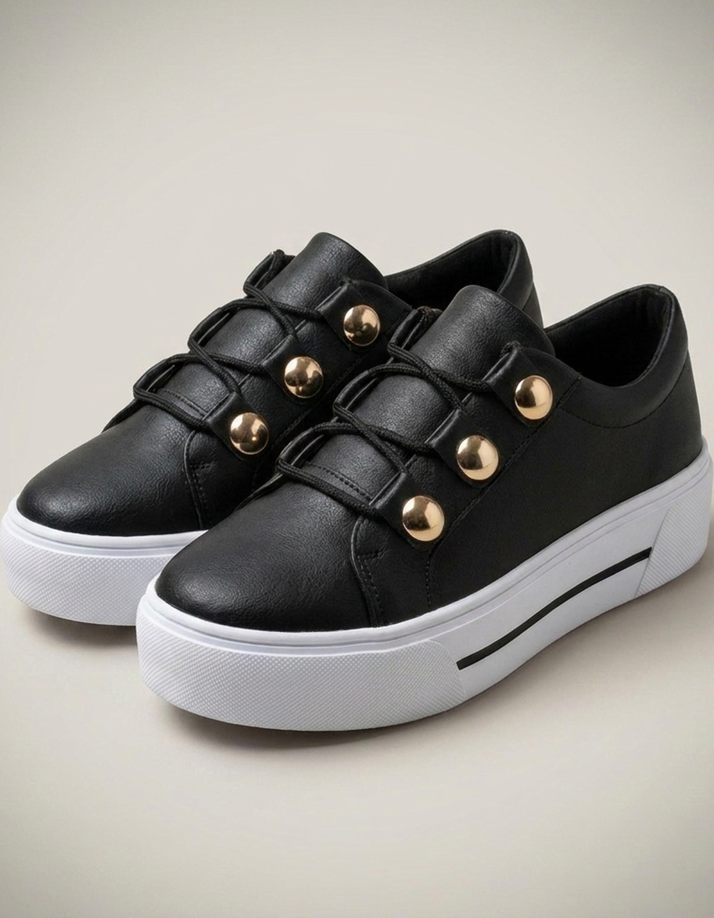 PLUXSTYLE::numise::aria-studded-platform-sneakers::closeup-detail