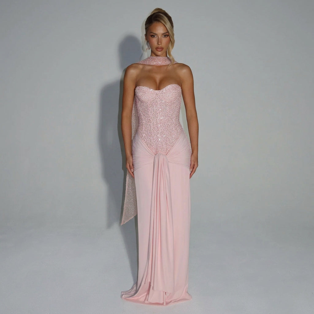 Beaded Corset Maxi Dress