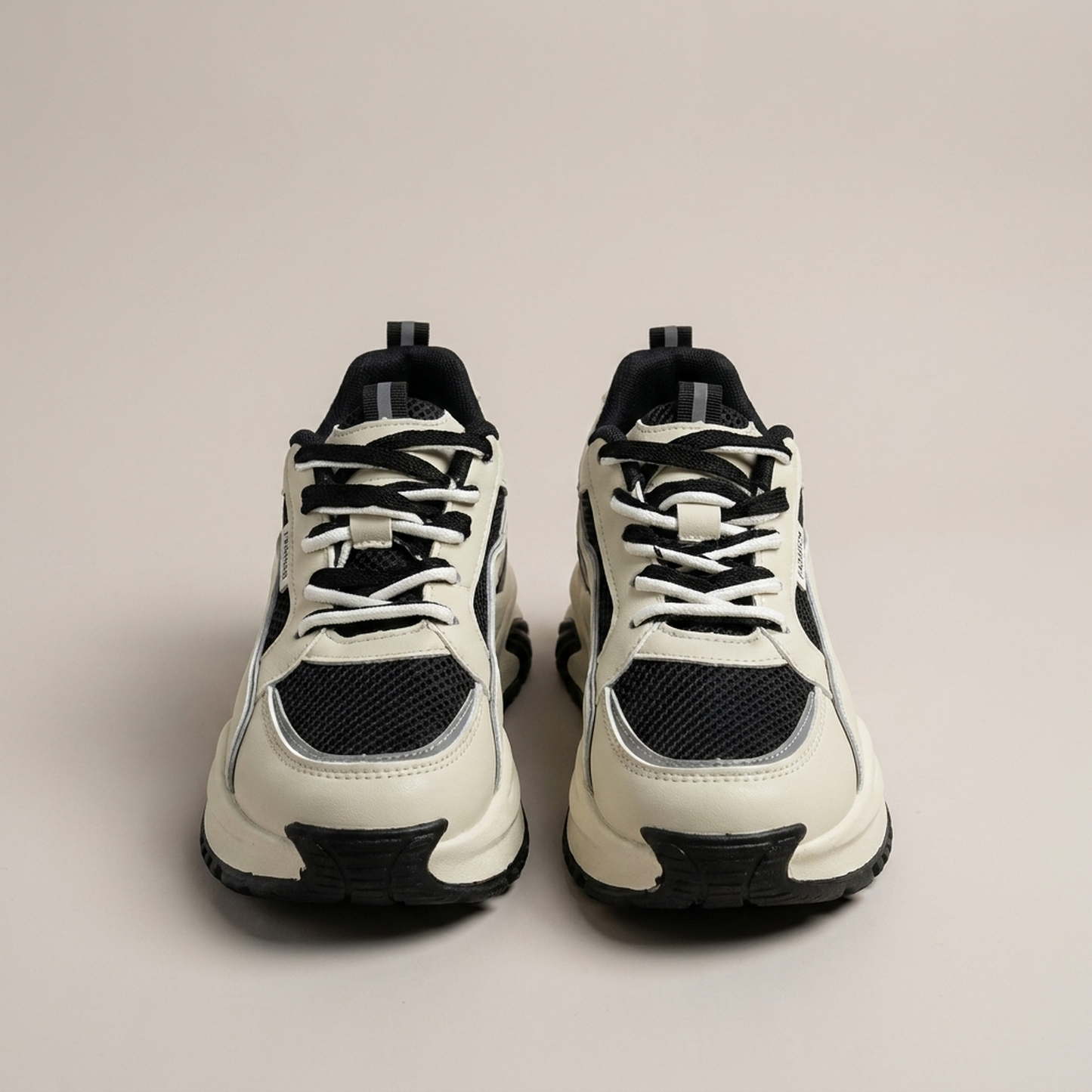 PLUXSTYLE::numise::paneled-chunky-platform-sneakers::pack-black