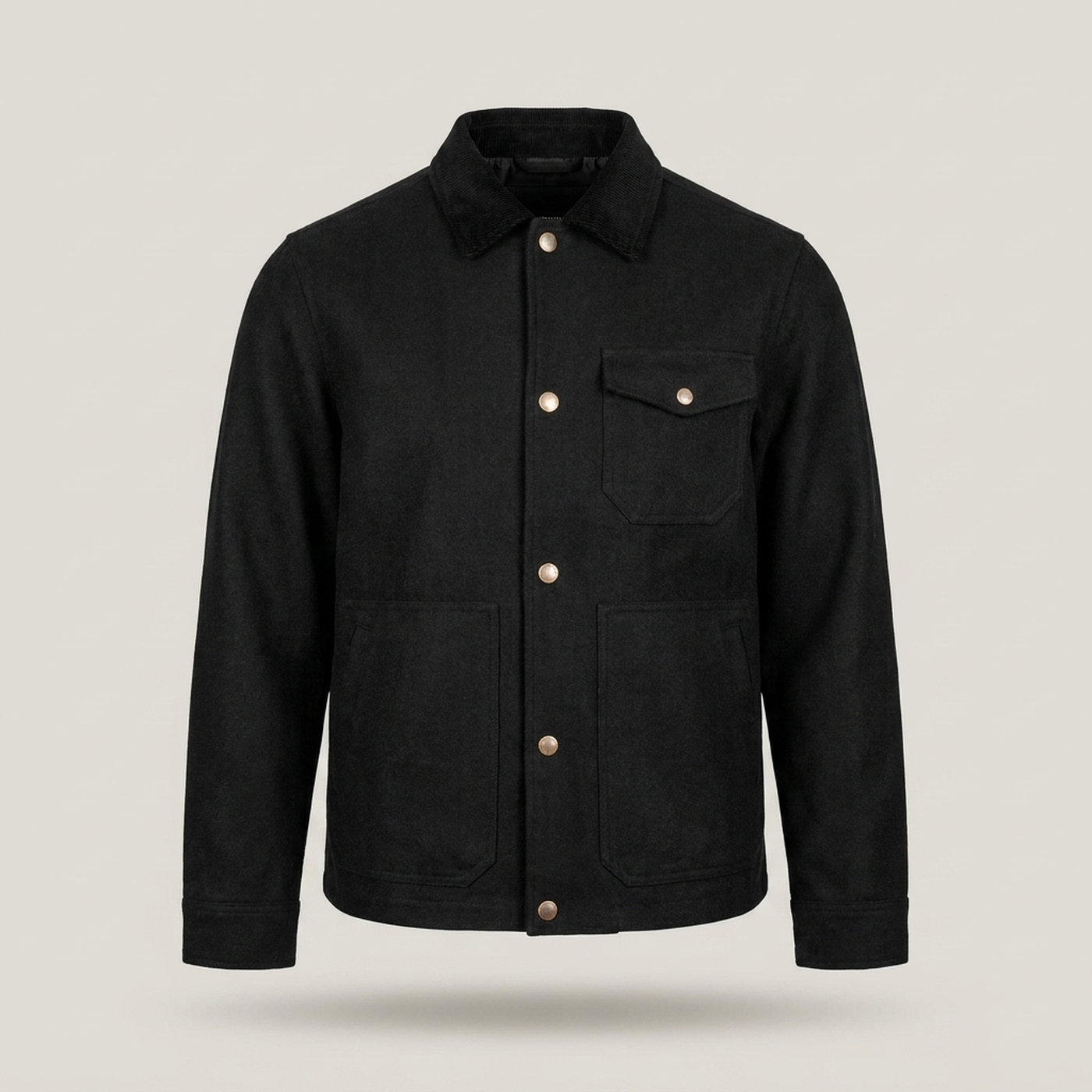 PLUXSTYLE::numise::mens-relaxed-button-down-parka::pack-black