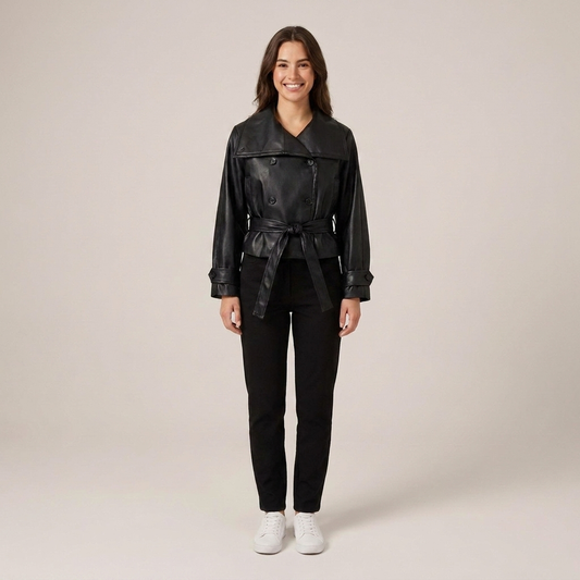 PLUXSTYLE::numise::cropped-trench-parka::front