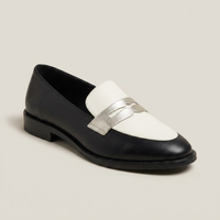 PLUXSTYLE::numise::abby-black-white-loafers::closeup-hero