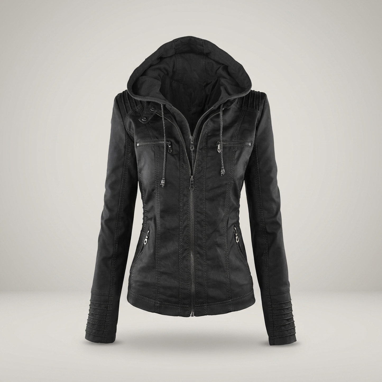 PLUXSTYLE::numise::womens-detachable-hood-parka::pack-black