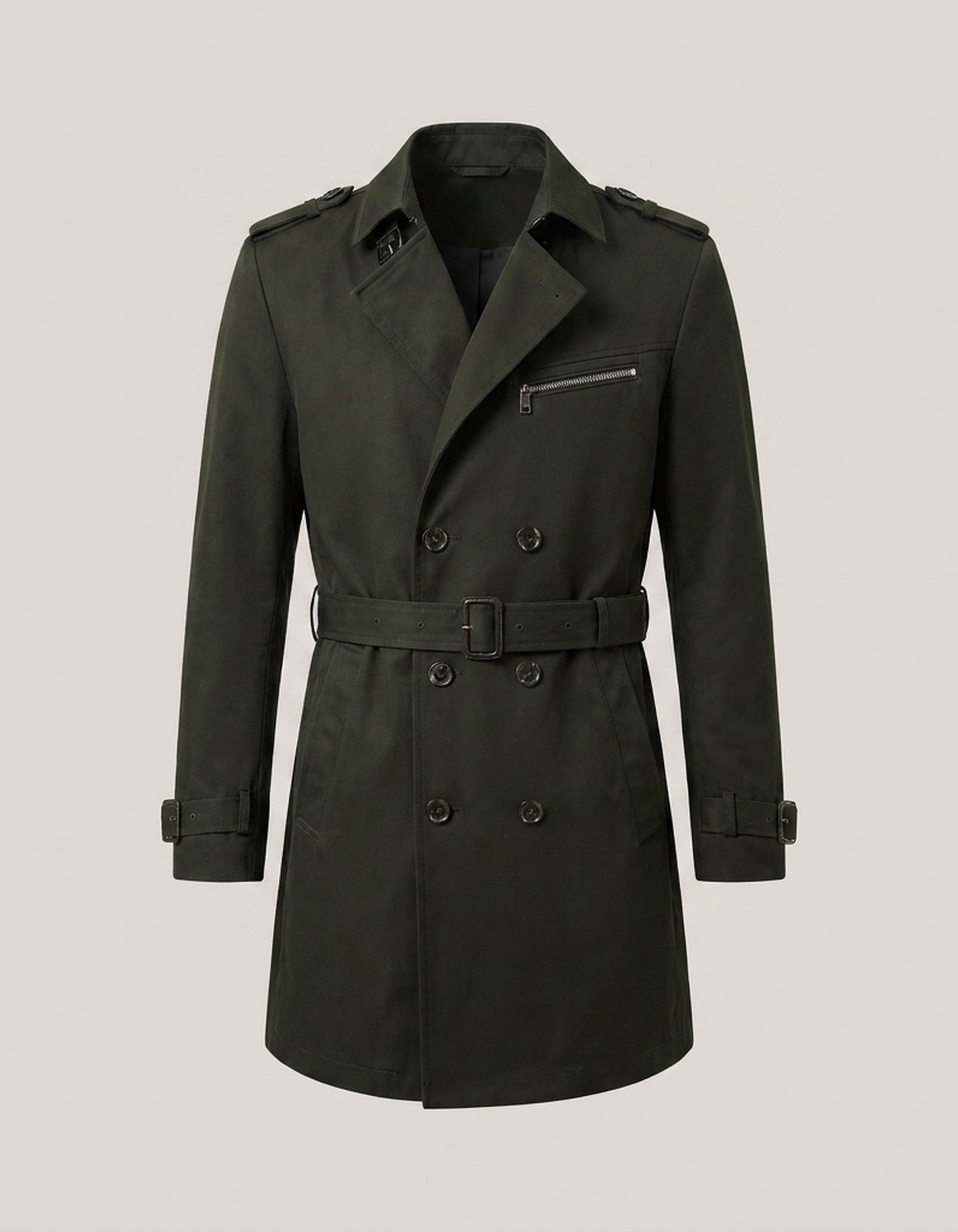 PLUXSTYLE::numise::mens-waist-belt-parka::pack-dark-green