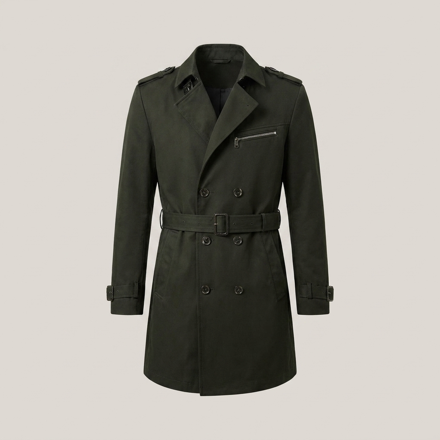 PLUXSTYLE::numise::mens-waist-belt-parka::pack-dark-green
