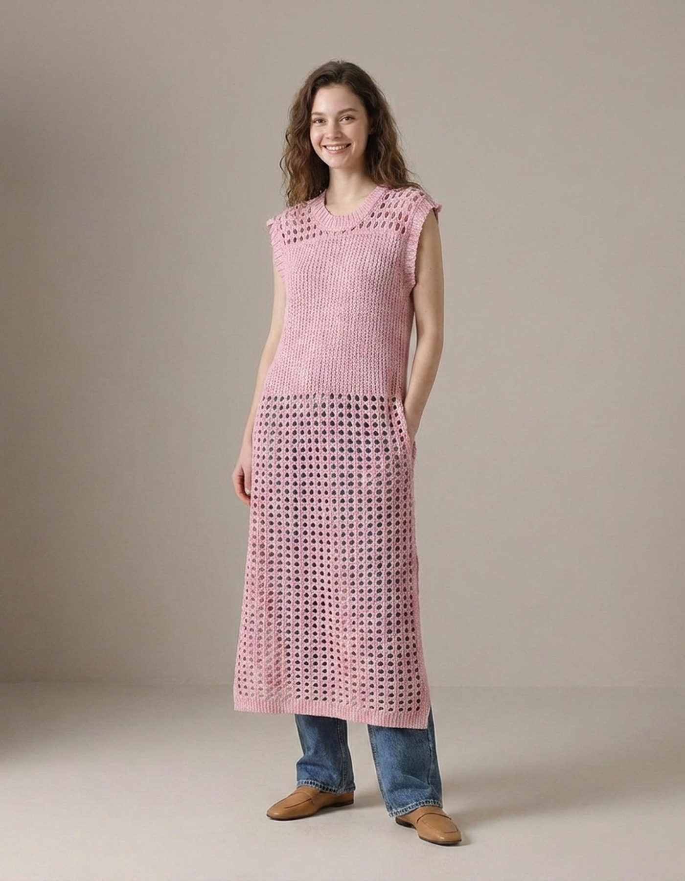 PLUXSTYLE::numise::eyelet-a-line-dress-with-ruffle-sleeves::front