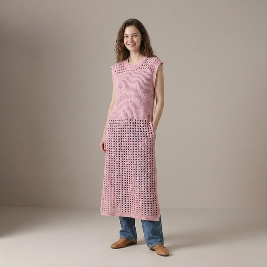 PLUXSTYLE::numise::eyelet-a-line-dress-with-ruffle-sleeves::front