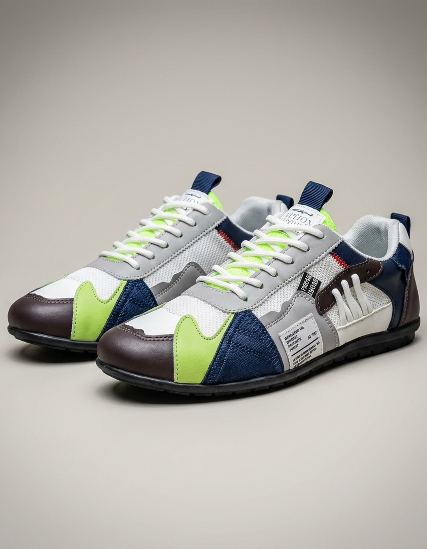 PLUXSTYLE::numise::color-block-retro-sneakers::pack-white