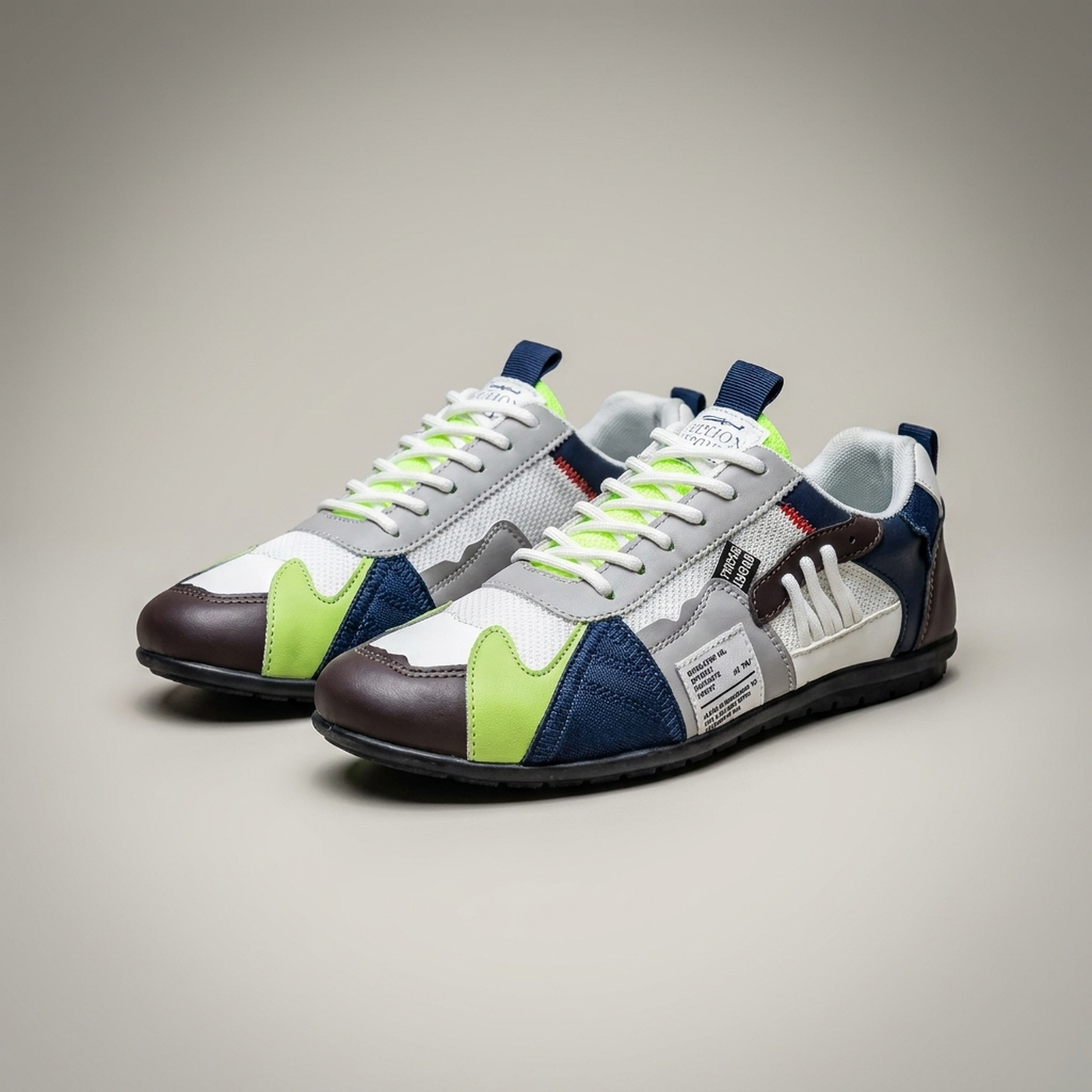 PLUXSTYLE::numise::color-block-retro-sneakers::pack-white