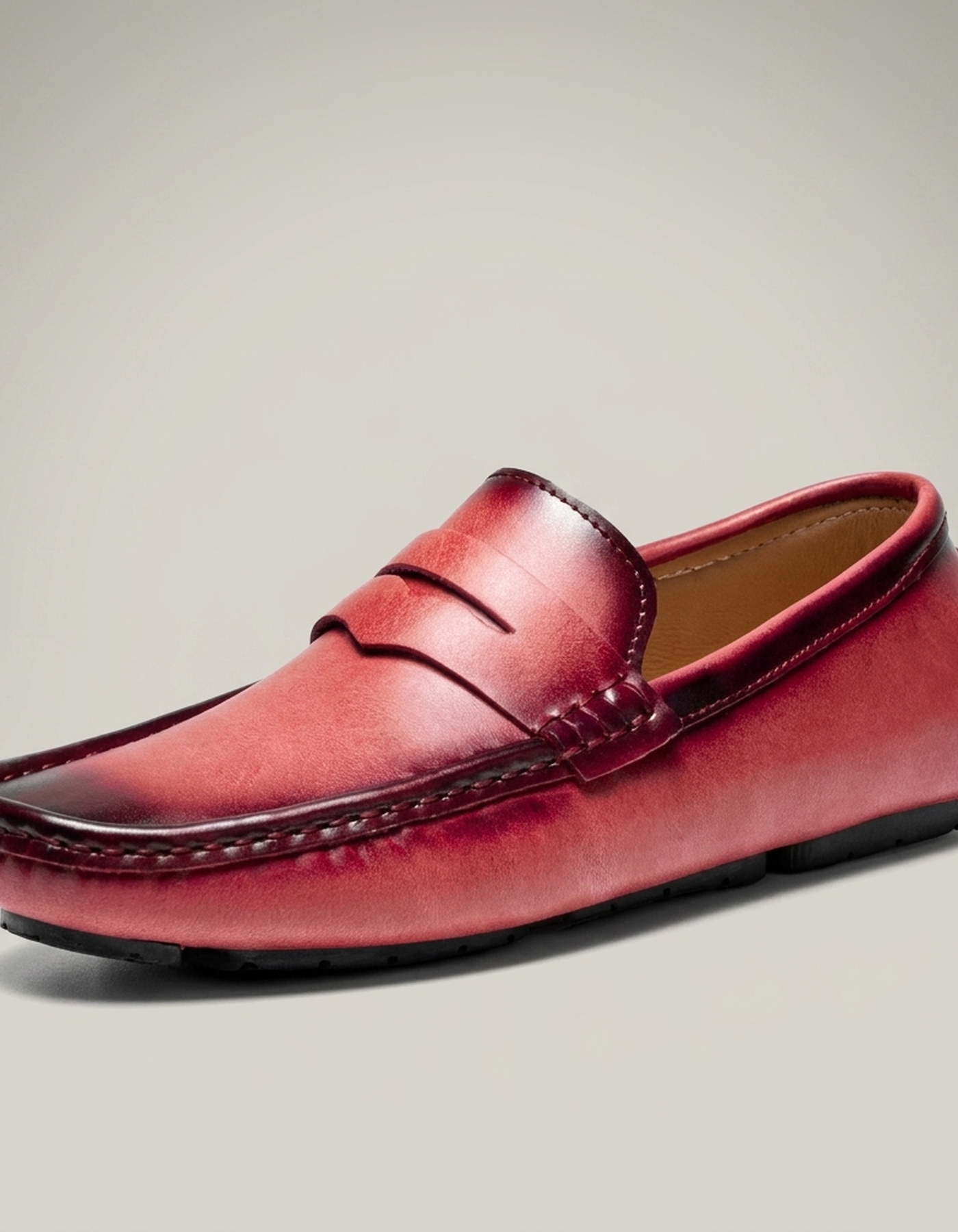 PLUXSTYLE::numise::mens-round-toe-penny-loafers::pack-red