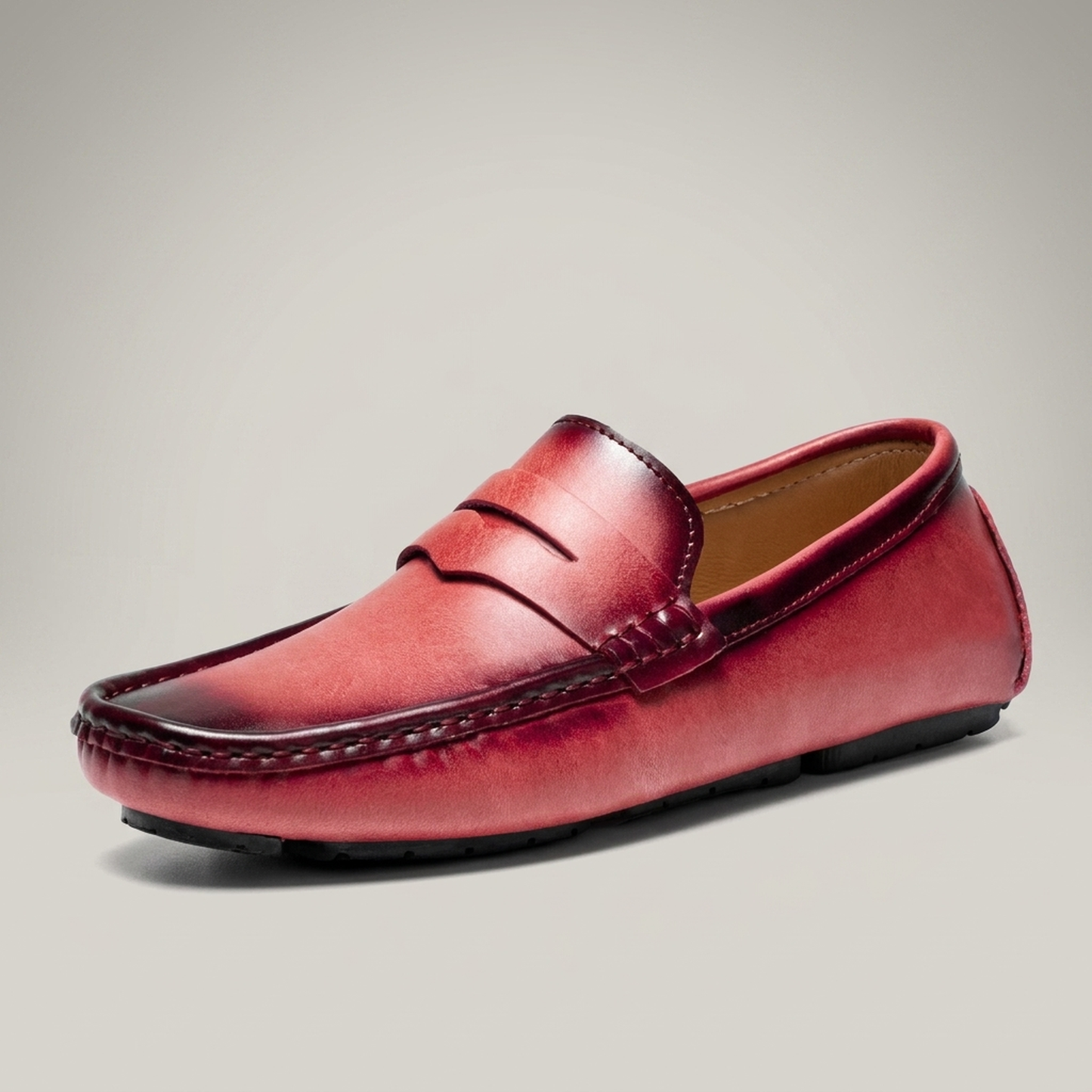 PLUXSTYLE::numise::mens-round-toe-penny-loafers::pack-red