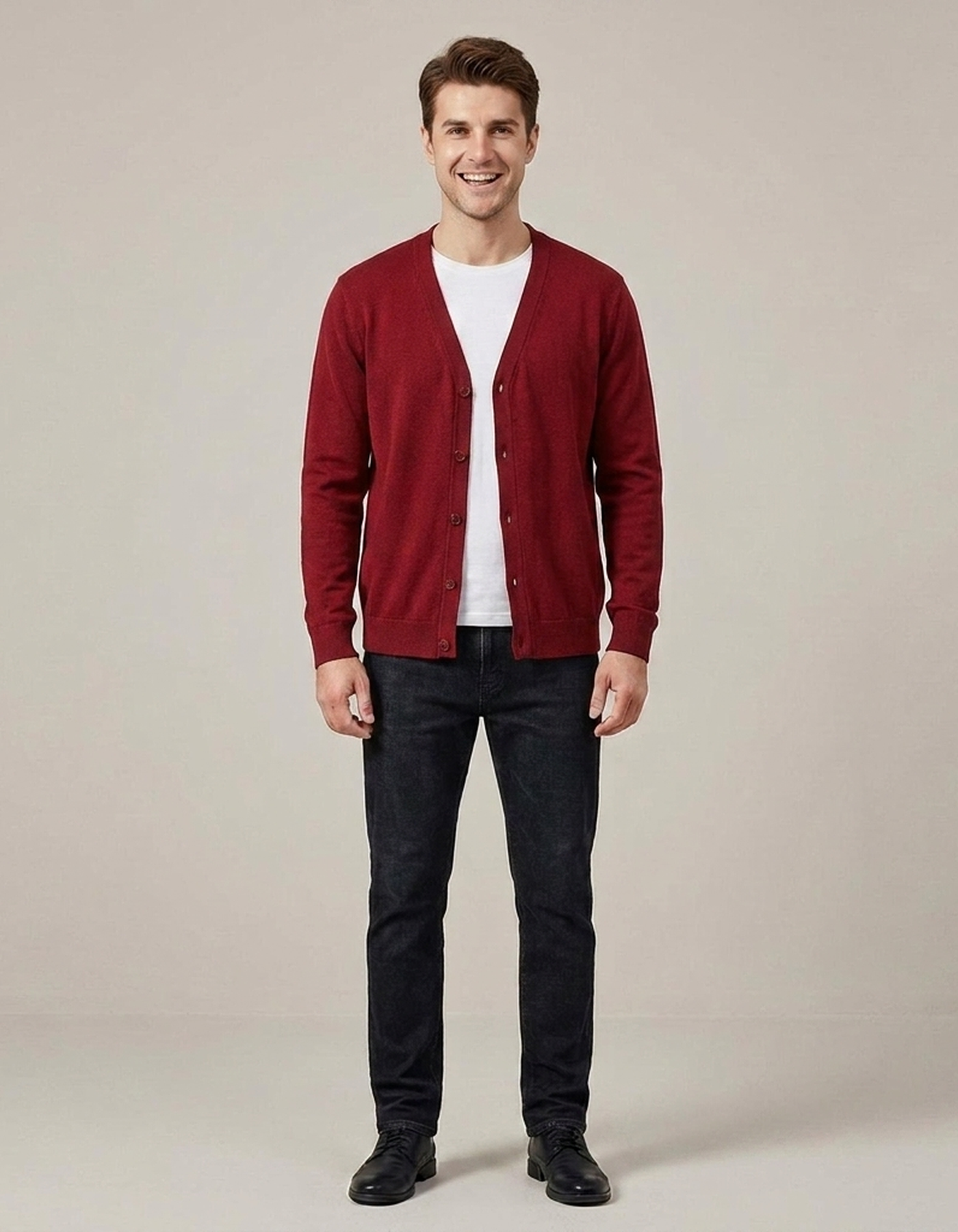 PLUXSTYLE::numise::mens-everyday-v-neck-cardigan::front