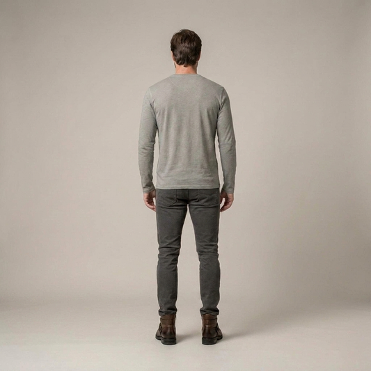 PLUXSTYLE::numise::mens-relaxed-long-sleeve-henley-top::back