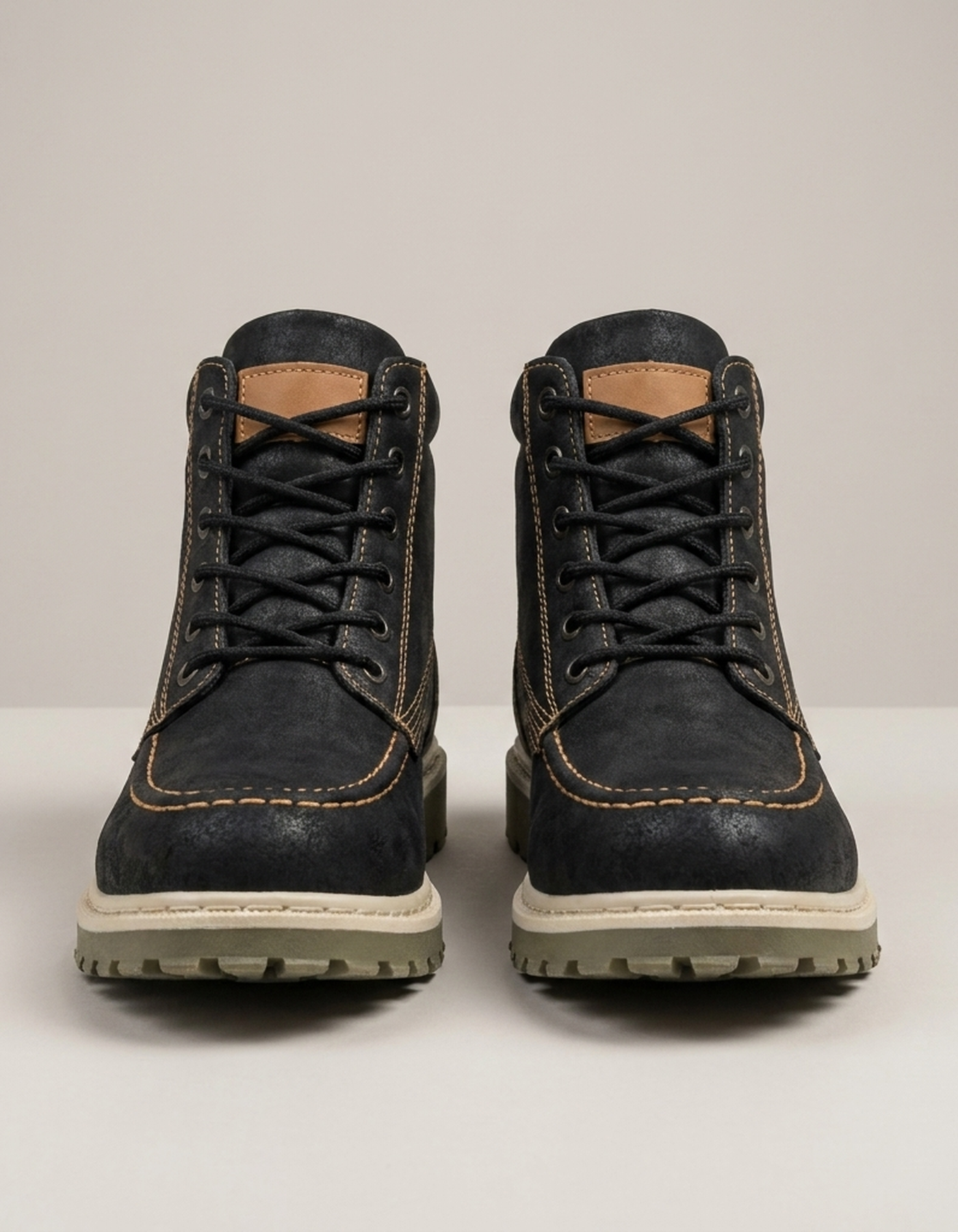PLUXSTYLE::numise::mens-moc-toe-wedge-ankle-boots::pack-black