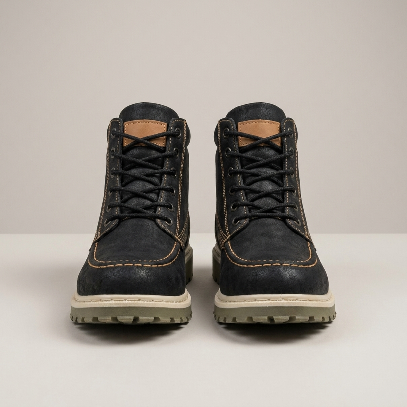 PLUXSTYLE::numise::mens-moc-toe-wedge-ankle-boots::pack-black