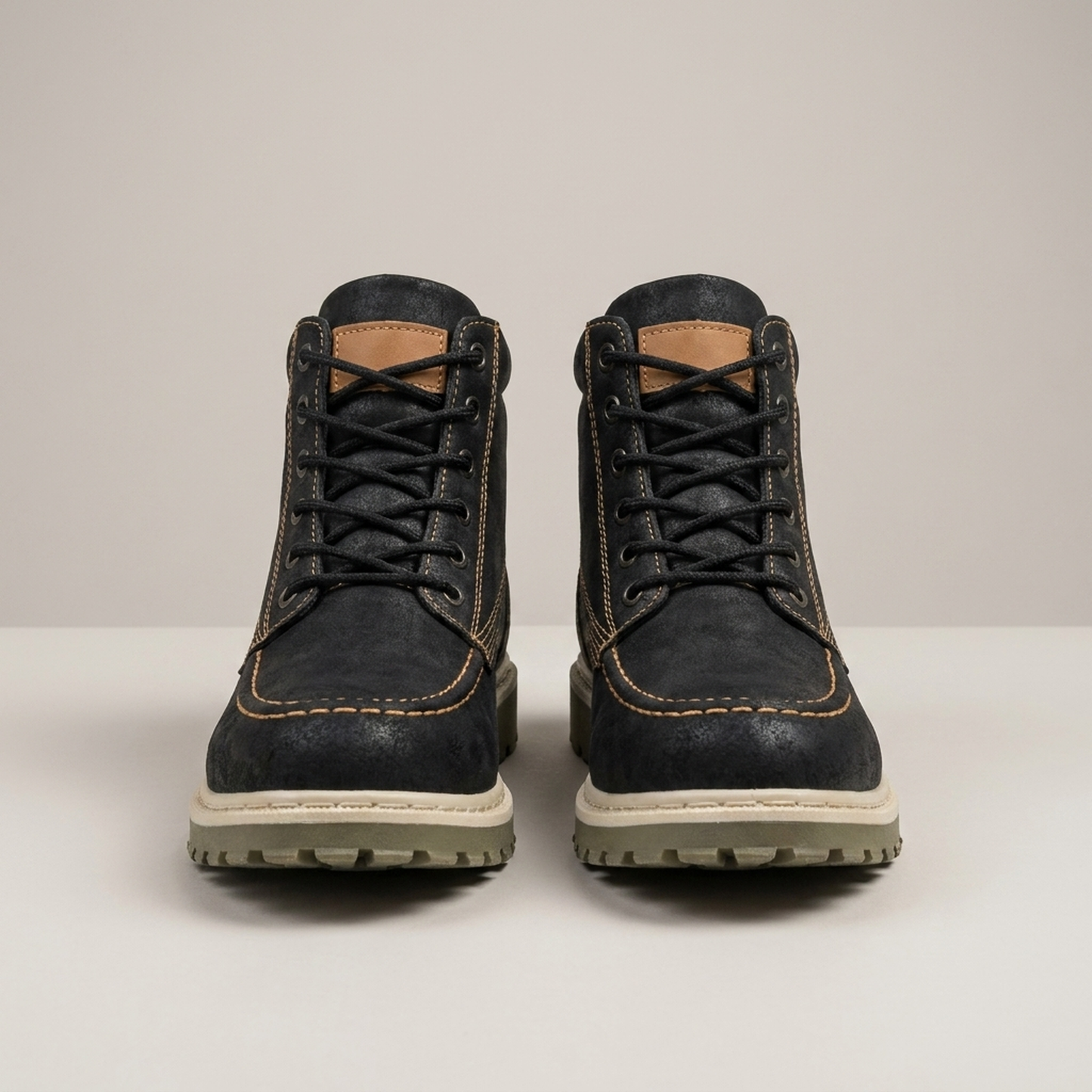 PLUXSTYLE::numise::mens-moc-toe-wedge-ankle-boots::pack-black