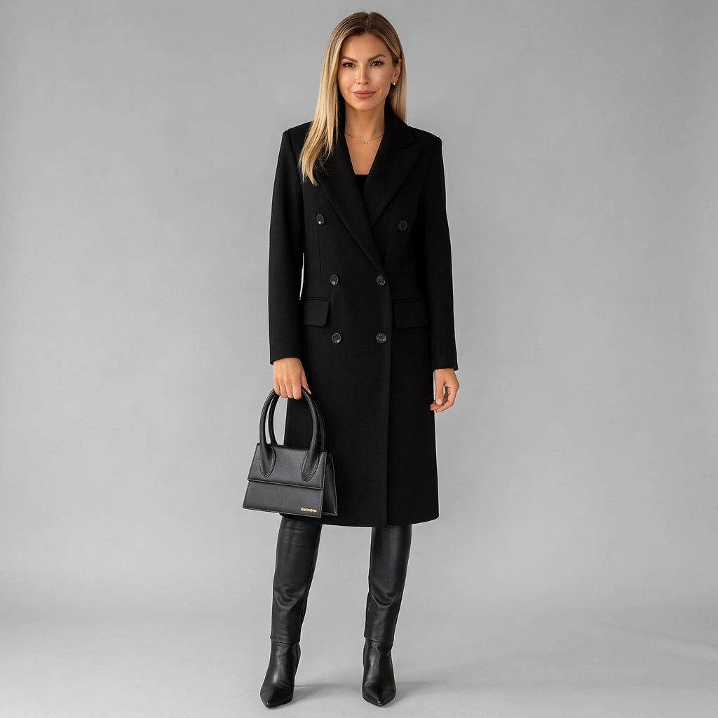 Defined  Double-Breasted Long Coat