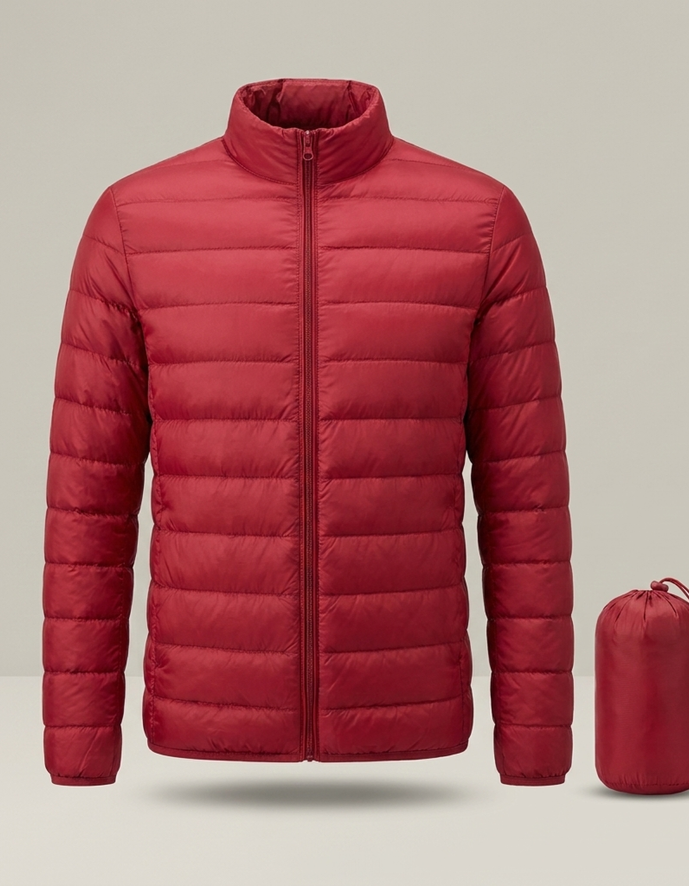 PLUXSTYLE::numise::mens-packable-puffer-parka::pack-red