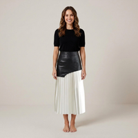 PLUXSTYLE::numise::asymmetric-pleated-midi-skirt::front
