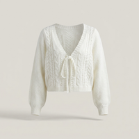 PLUXSTYLE::numise::drop-shoulder-cardigan::pack-white