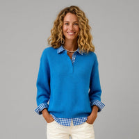 Emery | Women's Winter Plaid V-Neck Knit Sweater