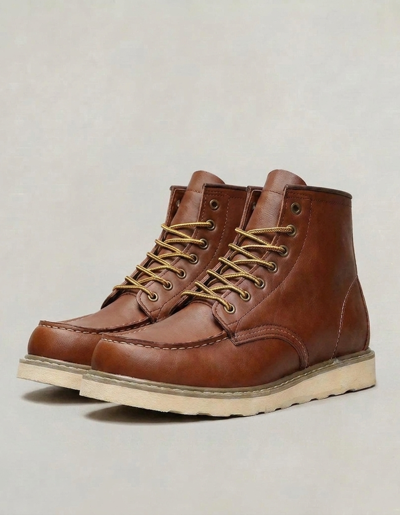 PLUXSTYLE::numise::mens-moc-toe-work-boots::closeup-detail