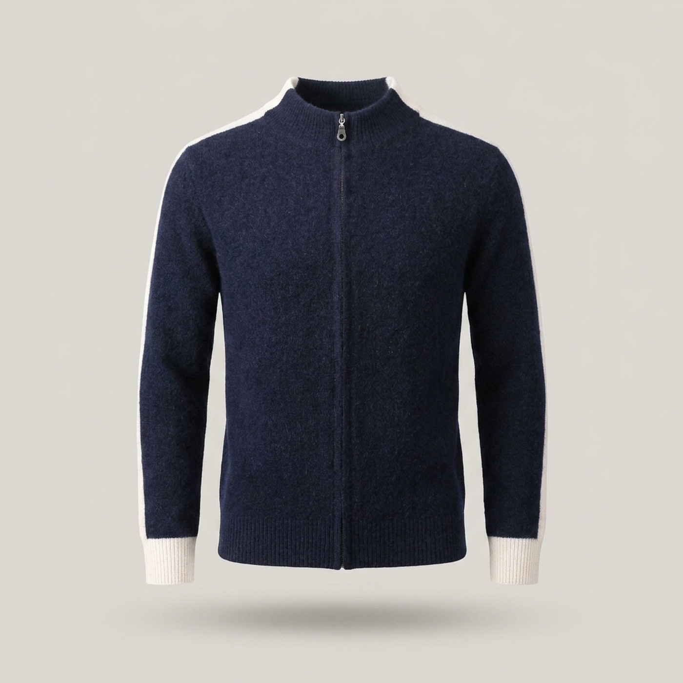 PLUXSTYLE::numise::mens-color-block-zip-cardigan::pack-navy-blue