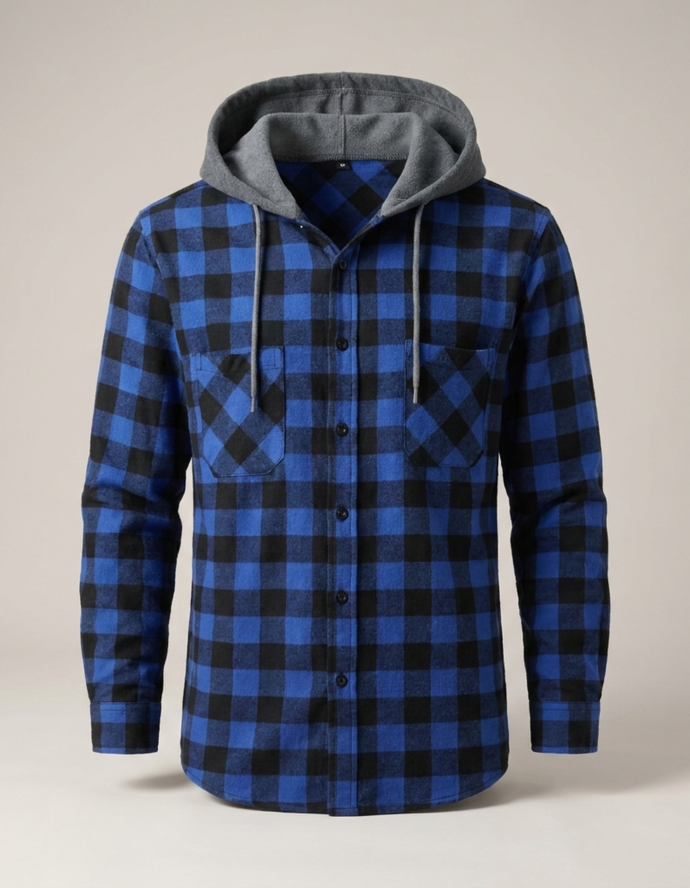 PLUXSTYLE::numise::mens-relaxed-hooded-plaid-top::pack-blue