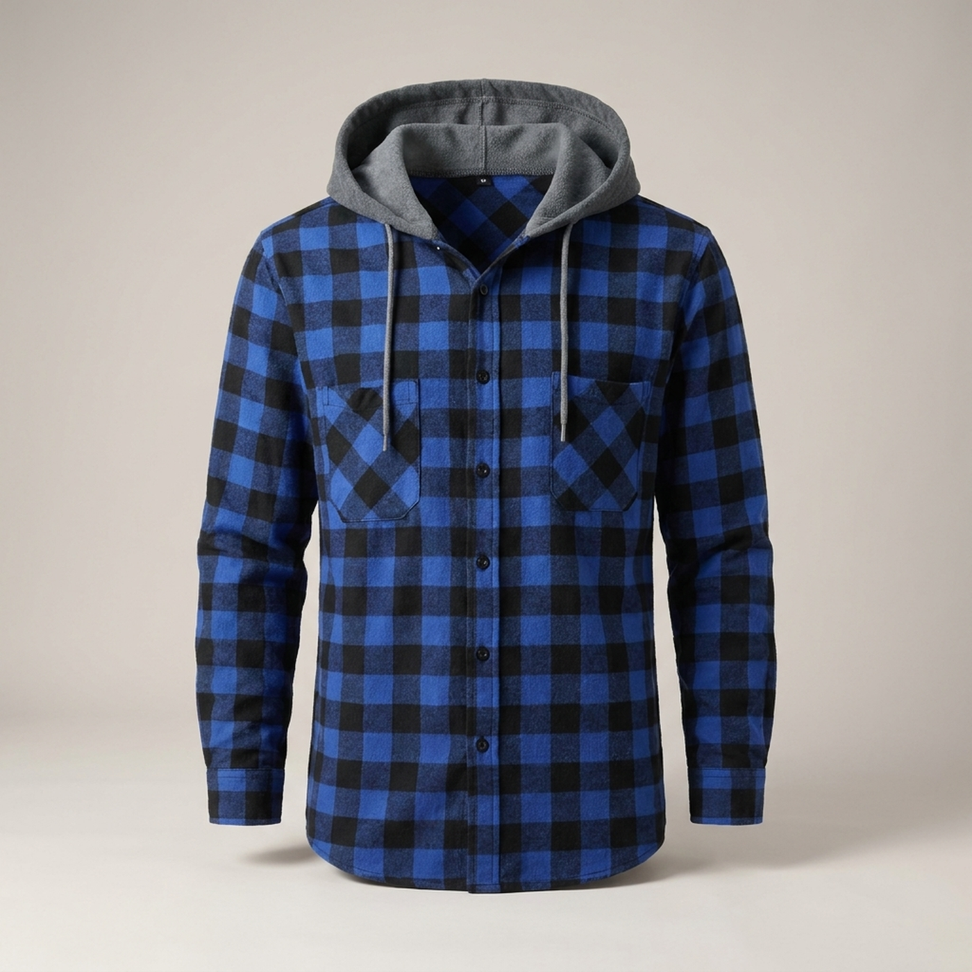 PLUXSTYLE::numise::mens-relaxed-hooded-plaid-top::pack-blue