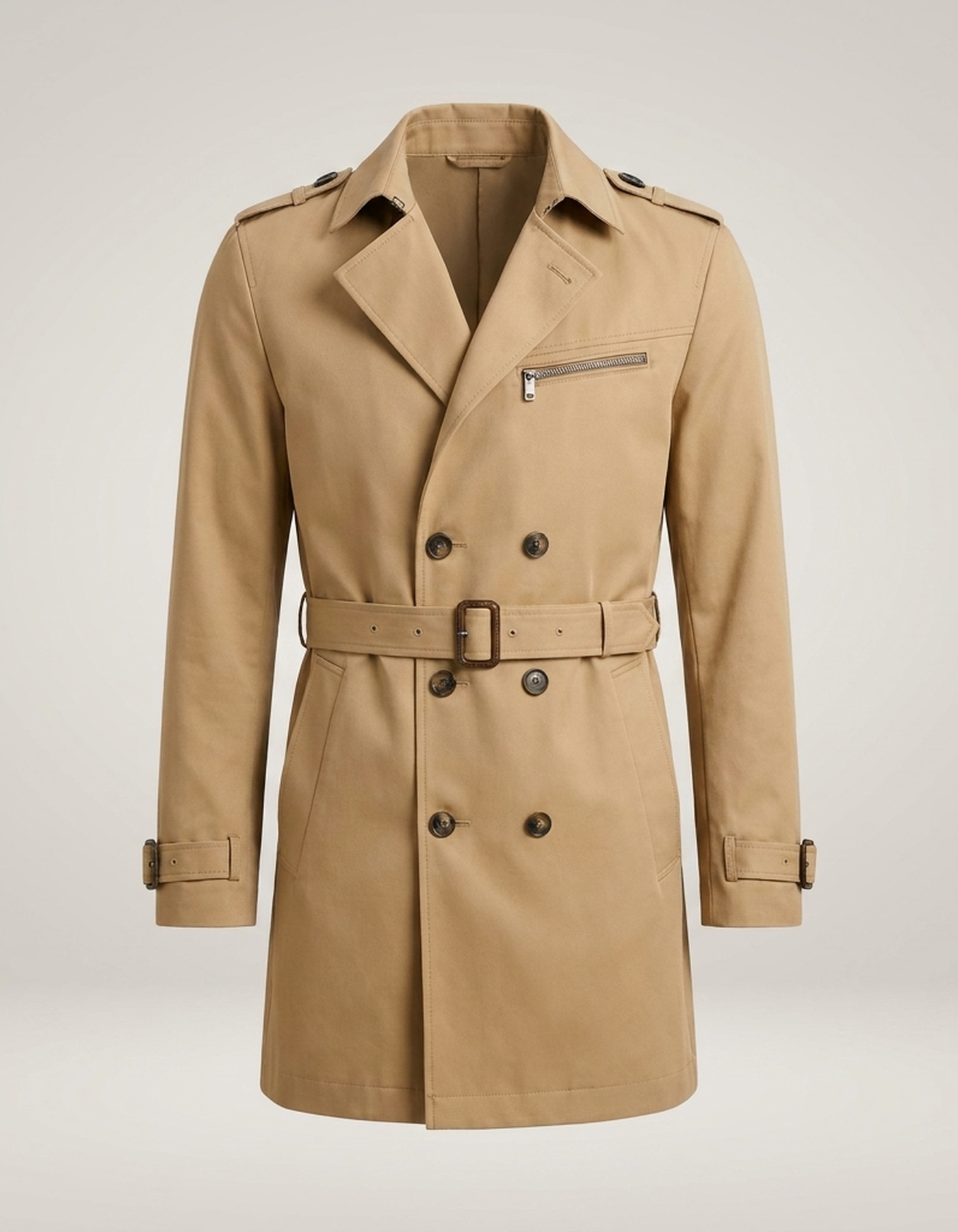 PLUXSTYLE::numise::mens-waist-belt-parka::pack-beige
