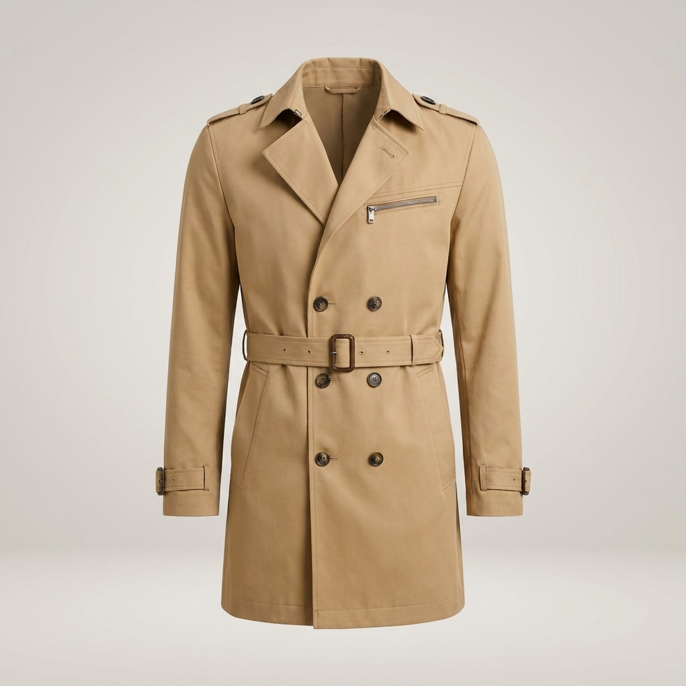 PLUXSTYLE::numise::mens-waist-belt-parka::pack-beige