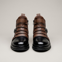 PLUXSTYLE::numise::mens-side-zip-buckle-boots::pack-brown