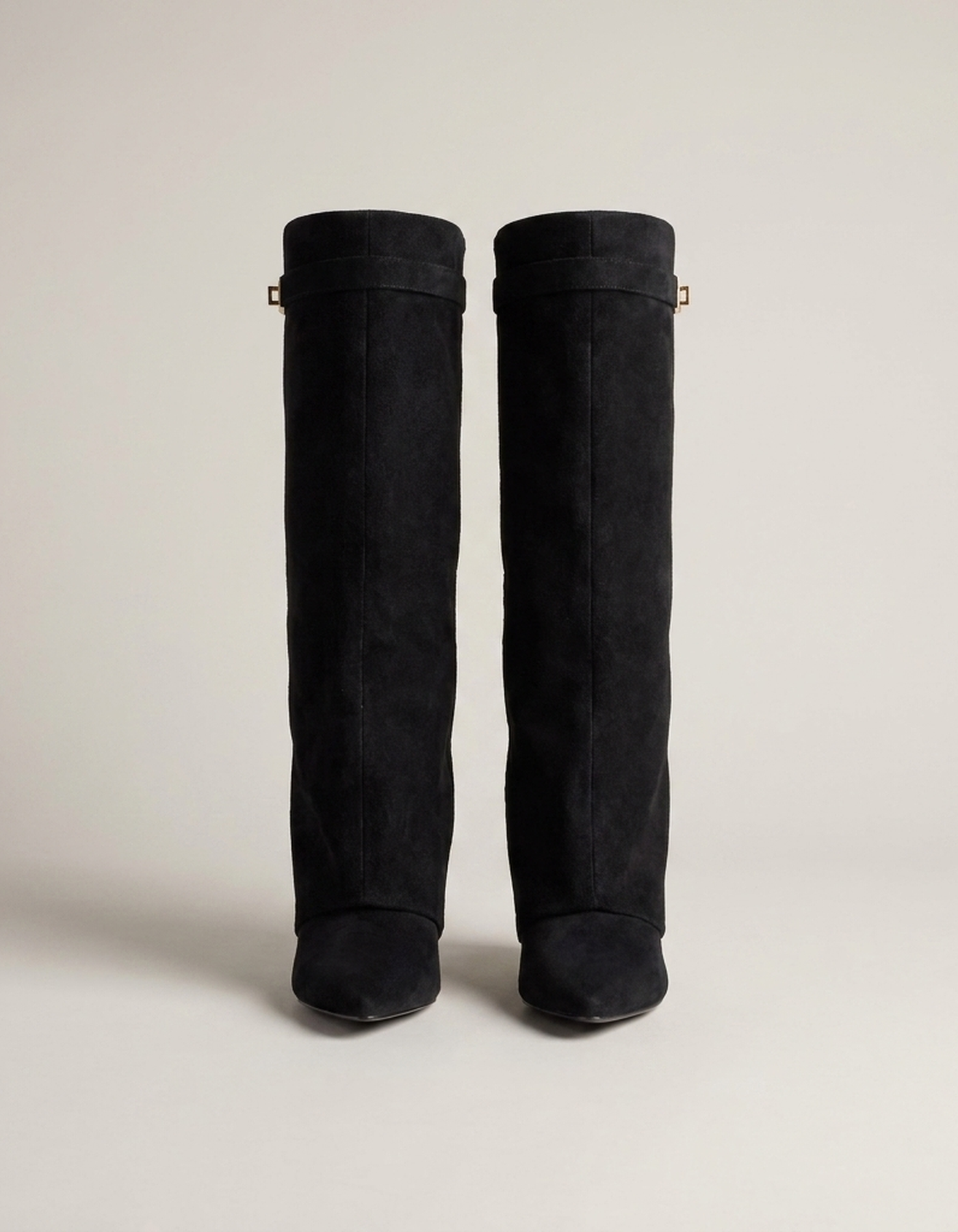 PLUXSTYLE::numise::gold-trim-knee-high-boots::pack-black